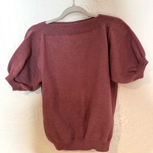 Mauve Boatneck Puff Sleeve Sweater